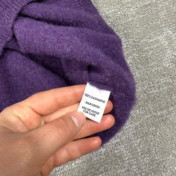 Knyt & Lynk Purple 100% Cashmere V-Neck Long Sleeve Sweater Size M - Picture 5 of 6